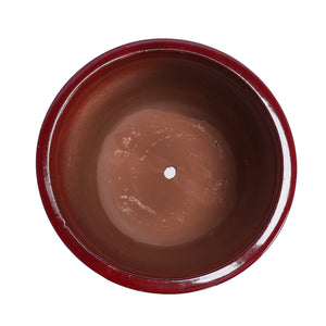 English Elm 3 Pieces Ceramic Flowerpot Set - Modern Bean Paste Red Planters For Stylish Indoor & Outdoor Spaces W3273P321477