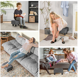 English Elm Homcom Compact Ottoman Foot Rest In Charcoal Gray Linen, Versatile Cube Stool For Modern Interiors W2225P217640