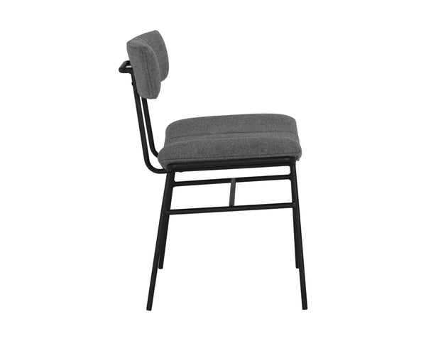 Sunpan Buca Dining Chair - Contemporary Belfast Koala Grey with Sleek Black Iron Frame for Modern Spaces