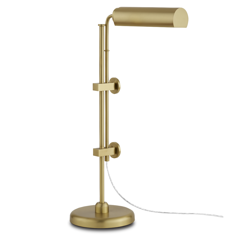 Satire Brass Table Lamp - Adjustable Mid-Century Modern Lighting with Dimmable LED, Gold Finish
