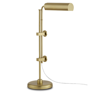 Satire Brass Table Lamp - Adjustable Mid-Century Modern Lighting with Dimmable LED, Gold Finish