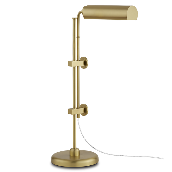 Satire Brass Table Lamp - Adjustable Mid-Century Modern Lighting with Dimmable LED, Gold Finish