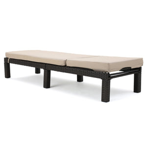 English Elm Christopher Knight Home® - PUERTA Chaise Lounge with Water-Repellent Beige Cushion, Dark Brown PE Rattan Frame, All-Season Comfort N775P247421B