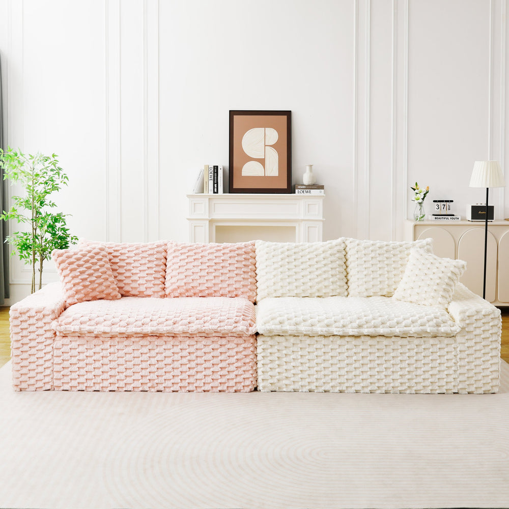 English Elm Luxury Color-Block Turtle Velvet Sofa - Modular Comfort For Stylish Living Rooms & Cozy Gatherings W3371S00047