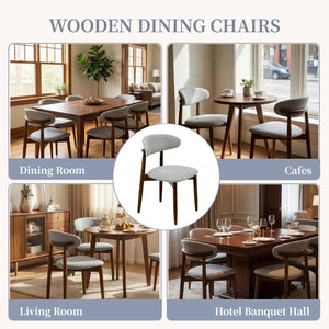 English Elm Wooden Upholstered Dining Chairs Set of 2 Linen Fabric Curved Back Farmhouse Style Gray W3204P456999