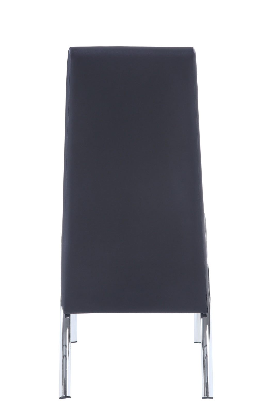 English Elm Pervis Modern Black Synthetic Leather Side Chairs Set of 2 – Padded High-Back Armless Dining Seats, Chrome Legs, 220lb Capacity B2726P345246