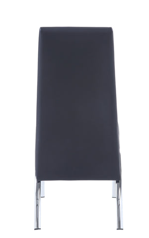 English Elm Pervis Modern Black Synthetic Leather Side Chairs Set of 2 – Padded High-Back Armless Dining Seats, Chrome Legs, 220lb Capacity B2726P345246