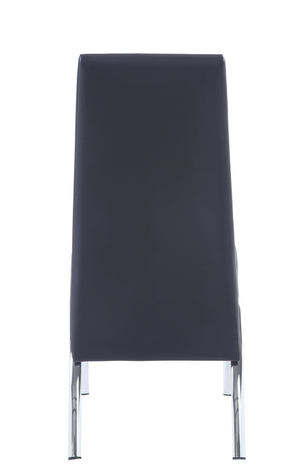 English Elm Pervis Modern Black Synthetic Leather Side Chairs Set of 2 – Padded High-Back Armless Dining Seats, Chrome Legs, 220lb Capacity B2726P345246