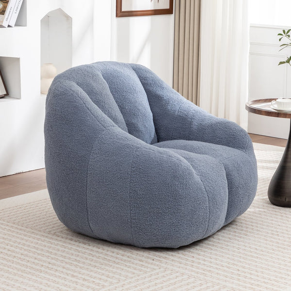 English Elm Bean Bag Chair Oversized Faux Fur Memory Foam Lounge Seat for Dorm or Living Room Light Blue W2200P302144