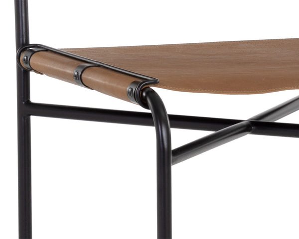 Sunpan CORRIGAN Barstool - Luxurious Cognac Leather with Matte Black Steel Base for Modern Elegance 109087