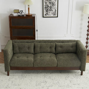 English Elm Christopher Knight Home® - 78" Upholstered Sofa with Tufted Linen-Like Fabric, Deep 19" Seat, Sturdy Rubber Wood Legs, 900lb Capacity Dark Green N763P243921F