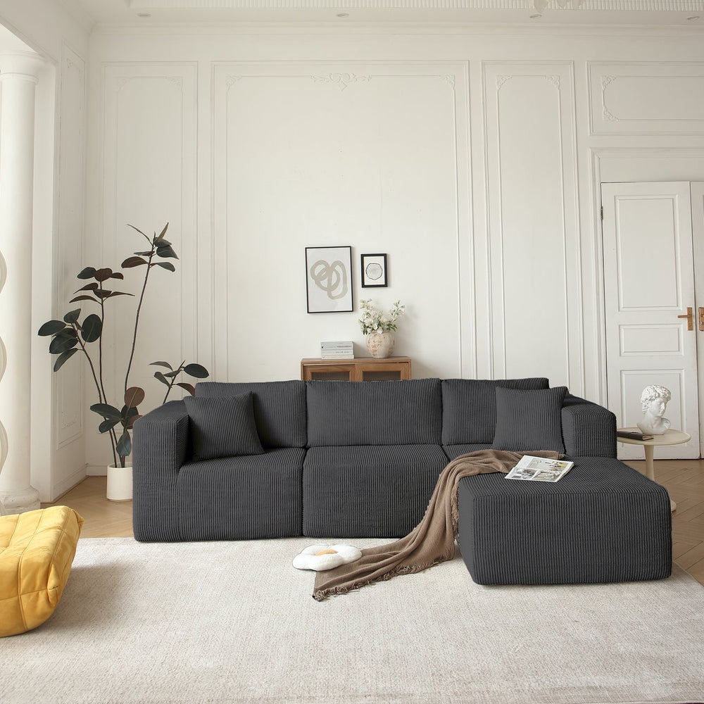 English Elm H613 Modular L Shaped Sectional Sofa Mid-century Grey Upholstered 3 Seat Living Room W3191P277978