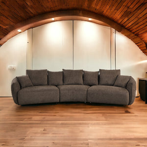 English Elm Bash Macca Anthology Boucle Sofa with Pillows Brown — Cozy Full-Foam Seat, Tsuga Wood Frame, Removable Covers B2726S00057