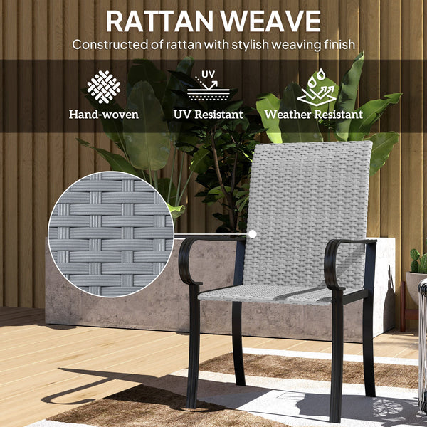English Elm Outsunny 2 Piece Outdoor Pe Rattan High Back Armchairs with Deep Seat Patio Set W2225P485557