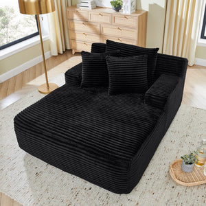 English Elm Single Frameless Velvet Lounge Chair Plush High Density Foam Accent Seat for Living Room Black W487P420020