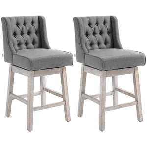 English Elm Homcom Wingback Counter Stools Set of 2 Swivel Tufted Upholstered Kitchen Bar Seating W2225P217148