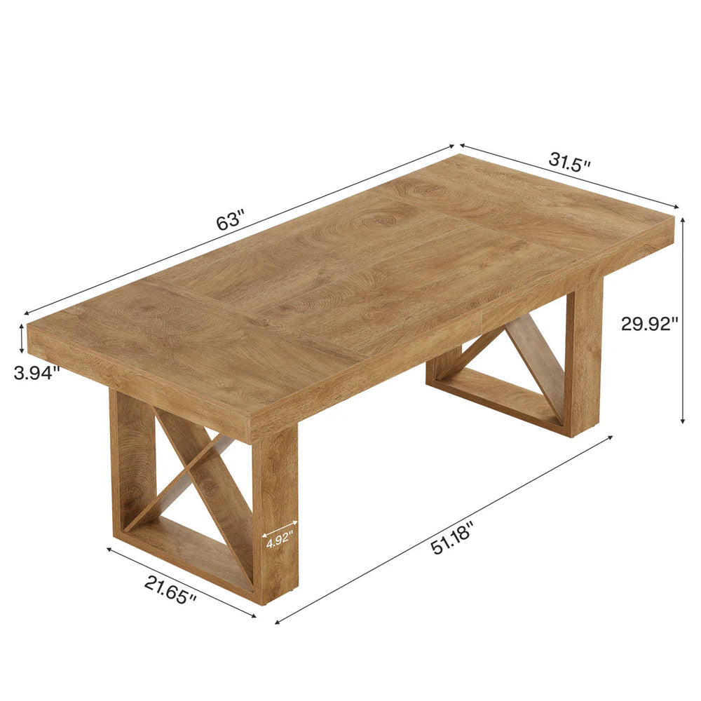 English Elm Executive Home Office Desk with Warm Wood Grain Finish and Spacious 63 Inch Worksurface T3971P460518