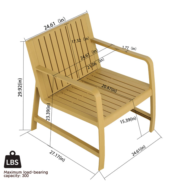 English Elm 2-Piece Indoor/Outdoor Furniture Set - Ergonomic, Waterproof, Easy-Clean Patio Chairs & Table In Yellow W3450P323305