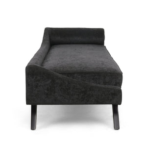English Elm Chaise Lounge Mid-century Polyester Upholstered Birch Wood Legs Living Room Accent 68108.00BLK