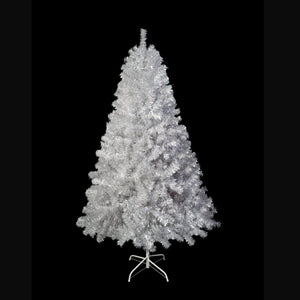 English Elm 6FT Silver Pre-Lit Christmas Tree with 800 Tips, 300 LEDs, 11 Modes, Hinged Metal Stand, Indoor/Outdoor N704P199512N