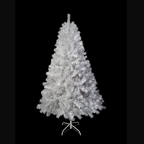 English Elm 6FT Silver Pre-Lit Christmas Tree with 800 Tips, 300 LEDs, 11 Modes, Hinged Metal Stand, Indoor/Outdoor N704P199512N
