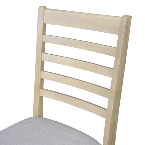 English Elm Farmhouse Ladder Back Dining Chairs Rubberwood Frame Upholstered Seat Set of 2 Natural+Beige N752P272063N
