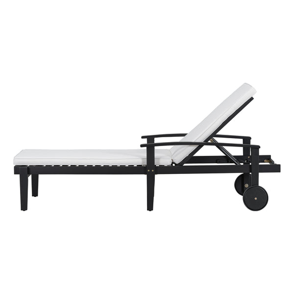 English Elm Set of 3 Solid Acacia Outdoor Chaise Lounges with Adjustable Backrest and Side Table N769P363844B_2_N769P248112B
