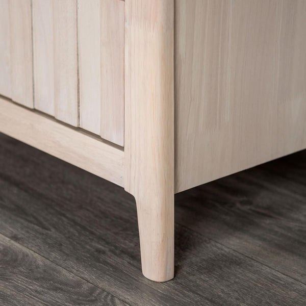 English Elm Mid-century Modern Nightstand Reeded Drawer Fronts Splayed Legs White Wash Bedroom B2741P433345