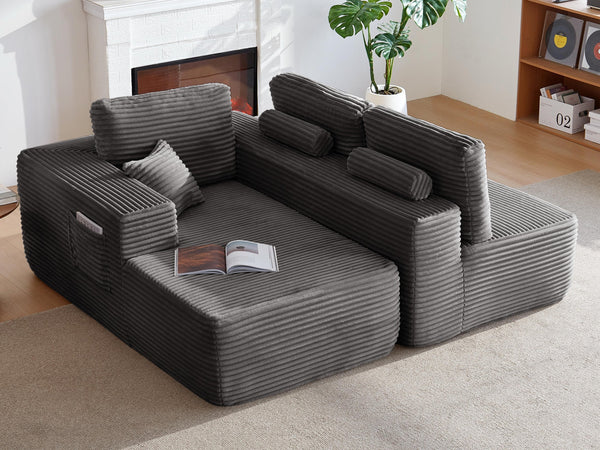 English Elm 104" Modular Cloud Sectional Plush Corduroy Deep Seat Sofa for Living Rooms W3975S00045