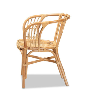 English Elm Modern Handwoven Rattan Dining Chair with Geometric Open Back for Bohemian Spaces B2750P470024