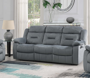 English Elm Modern Velvet Reclining Sofa with Usb Port Tufted Plush Back and Pillow Arms Dark Gray B011P468571