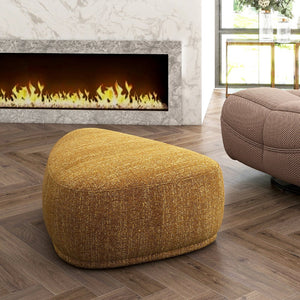 English Elm Jennifer Taylor Home - Pebble Rounded Triangle Cocktail Ottoman with 11-Layer Plywood Frame and Plush Tweed Upholstery Yellow B2719P238433
