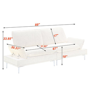 English Elm Woven 2-Seater Sofa 89" Wide Upholstered Polyester Blend, Solid Wood Frame, Metal Legs, Modern W1658S00059