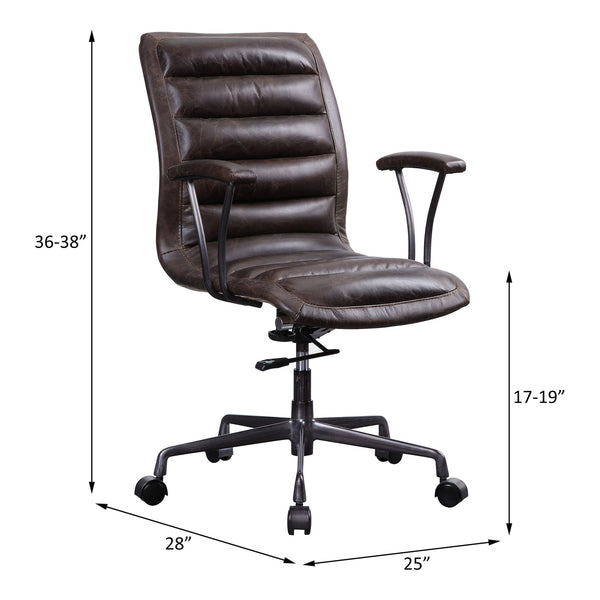 English Elm Distress Chocolate Swivel Office Chair - Ergonomic Comfort, Durable Leather, Adjustable Height & Mobility B062P215477