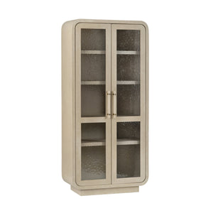 Crestview Collection Transitional Elegant Cabinet With Glass Doors - Natural Tan Finish & Textured Shelves For Storage Tan Solid Wood Cvfdr1212