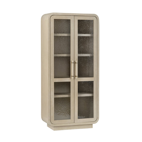 Crestview Collection Transitional Elegant Cabinet With Glass Doors - Natural Tan Finish & Textured Shelves For Storage Tan Solid Wood Cvfdr1212