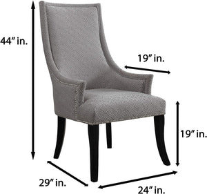 English Elm High Back Wingback Accent Chair Polyester Upholstery Nailhead Trim Tailored Living Room Seat Black+ Gray B011P439043