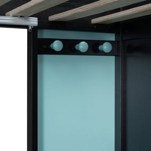 English Elm Full Size Loft Bed with Desk Blackout Curtains Rgb Lighting and Integrated Storage Black+Blue LT000377AAC
