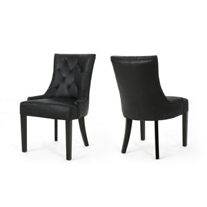 English Elm Christopher Knight Home® - Cheney Dining Chairs Set Of 2 - Elegant Microfiber With Diamond-Tufted Backrest For Comfort 54181.00MFBLK
