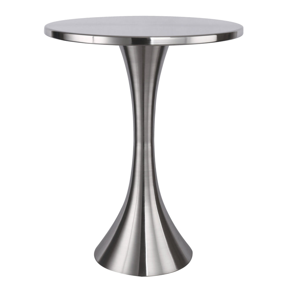 English Elm Metal Spun Round Accent Table Brushed Nickel Finish for Modern Living Rooms B202P471740