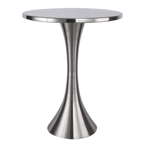 English Elm Metal Spun Round Accent Table Brushed Nickel Finish for Modern Living Rooms B202P471740