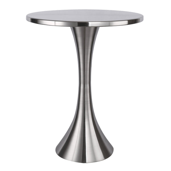 English Elm Metal Spun Round Accent Table Brushed Nickel Finish for Modern Living Rooms B202P471740