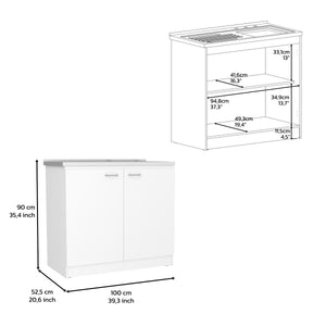 English Elm Freestanding Sink Cabinet With Double Doors, Two Shelves, Durable White Finish For Easy Organization B097S00112