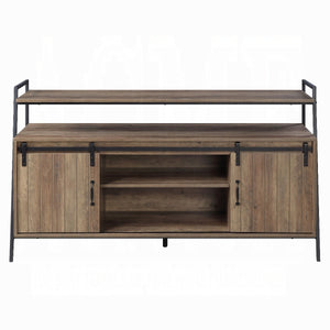 English Elm Rustic Industrial Water Pipe 2-Shelf TV Stand with 4 Cabinets, Cord Management for 60" TVs Oak B062P209174