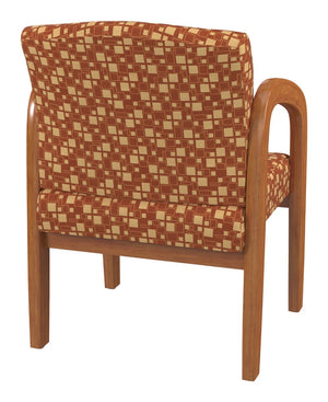 OSP Home Furnishings Medium Oak Wood Visitor Chair with Lumbar Support Taupe Fabric Seat for Office Reception Marigold WD380-K111