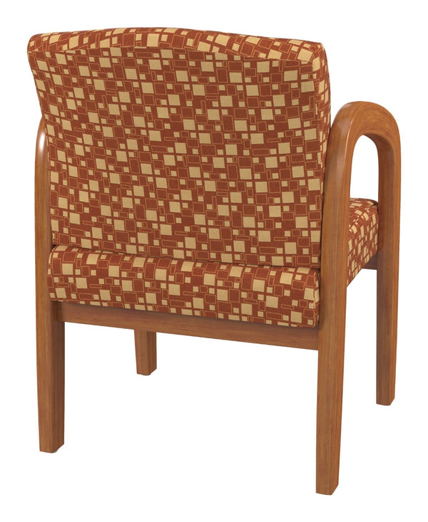 OSP Home Furnishings Medium Oak Wood Visitor Chair with Lumbar Support Taupe Fabric Seat for Office Reception Marigold WD380-K111