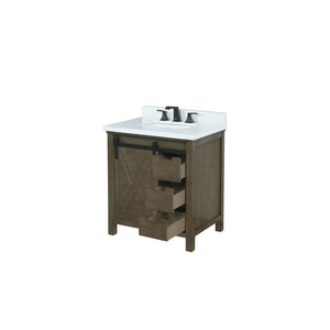 English Elm Rustic Brown Bath Vanity With Cultured Marble Top & Faucet Set - Modern Storage & Timeless Charm B2731P260115-GIGA