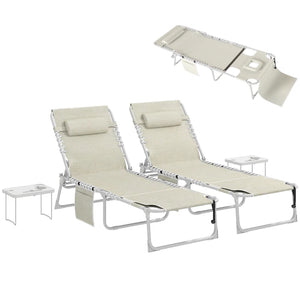 English Elm Folding Outdoor Chaise Lounge with Face Hole Side Table and Five Position Recline T3971P481185