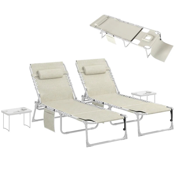 English Elm Folding Outdoor Chaise Lounge with Face Hole Side Table and Five Position Recline T3971P481185