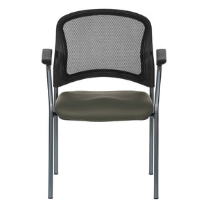 OSP Home Furnishings Progrid Mesh Back Stackable Chair with Titanium Frame for Conference Rooms Graphite 86710R-R111